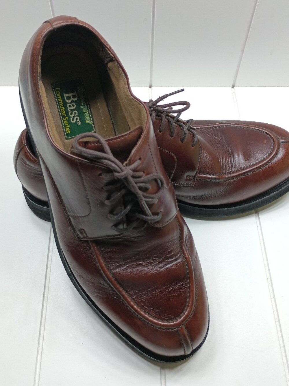 Bass Waterproof Commuter Men’s Brown Leather Split Toe Oxford Shoes Size 11
